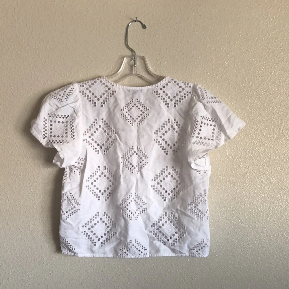 Madewell Eyelet Flutter-Sleeve Top (Size XS) - Picture 7 of 8